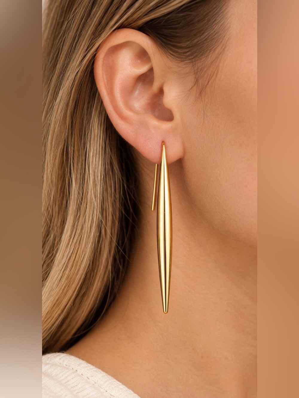 Gold Long Spike Drop Earrings - Women's Jewelry